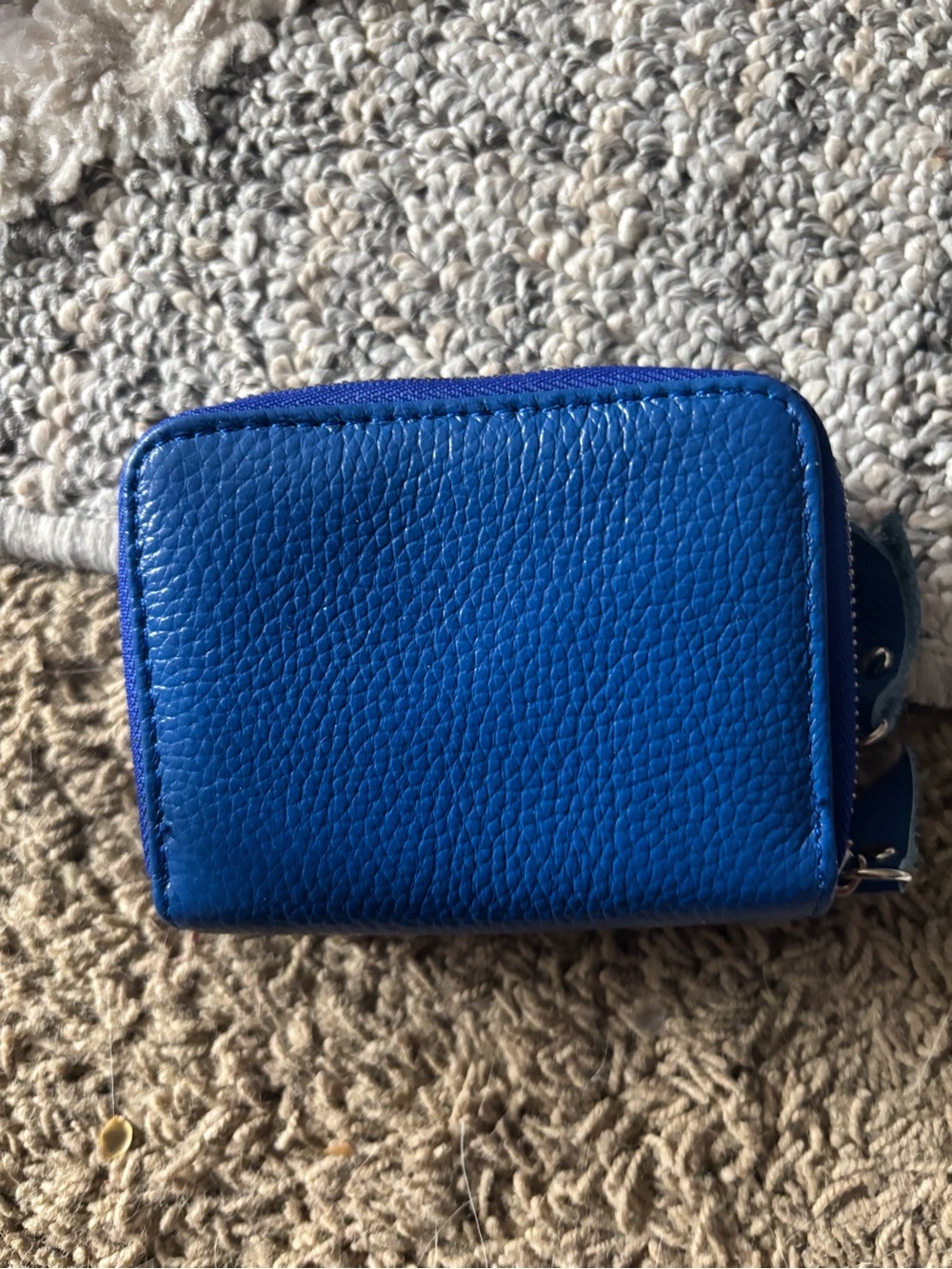 Blue Leather Zip Wallet - Women Bags